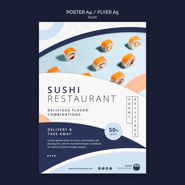 Vertical flyer template for sushi restaurant