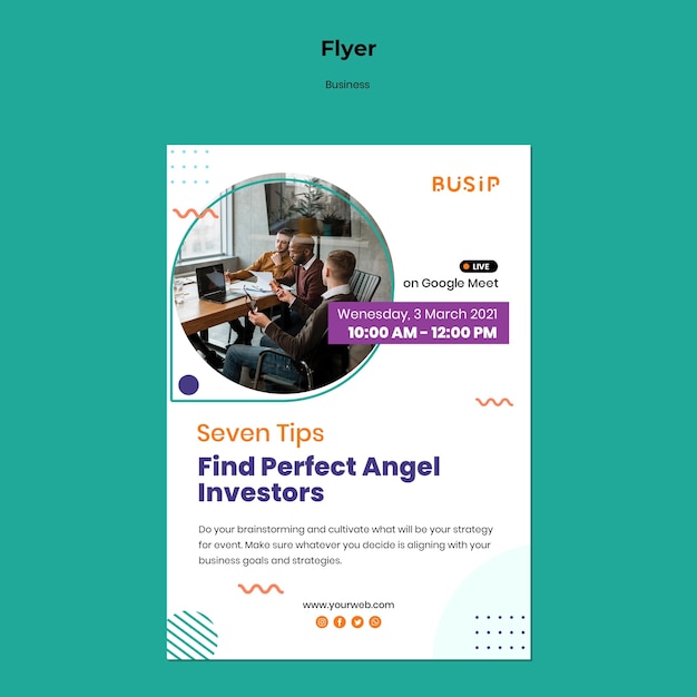 Vertical flyer template for webinar and business startup