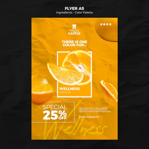 Free PSD vertical flyer template with orange