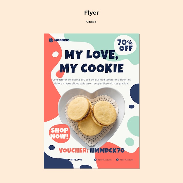 Free PSD vertical flyer with cookies