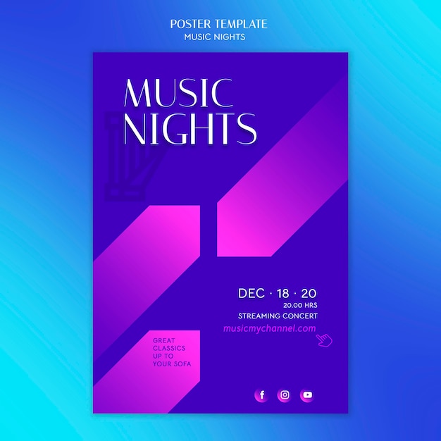 Vertical gradient poster for music nights festival