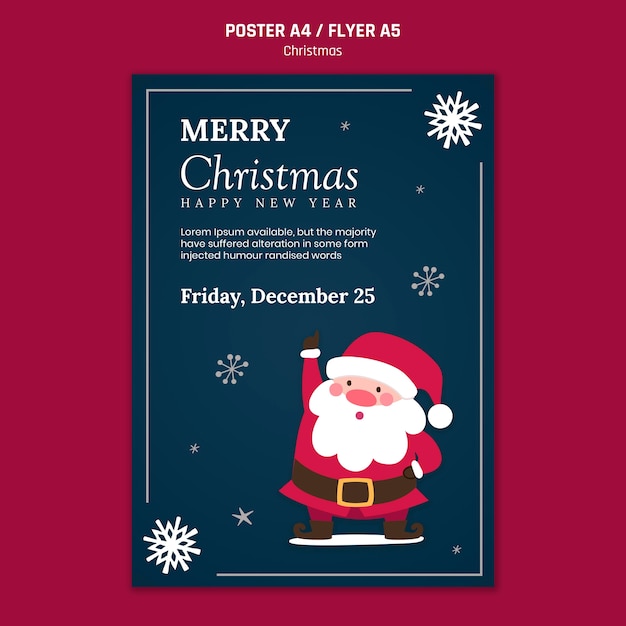 Free PSD vertical poster for christmas with santa claus