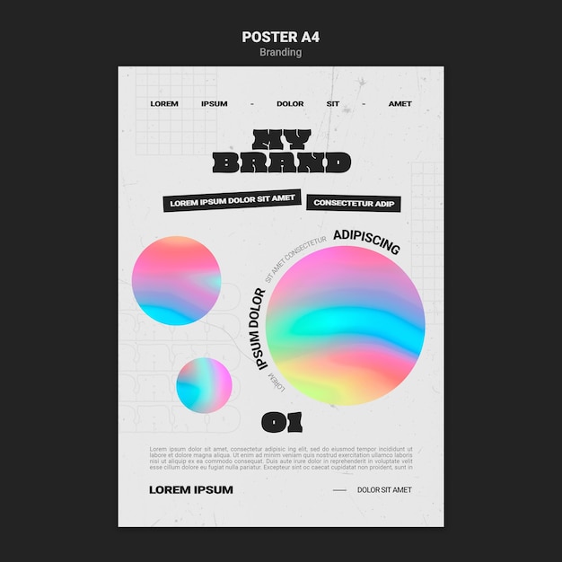 Free PSD vertical poster for company branding with colorful circle shape