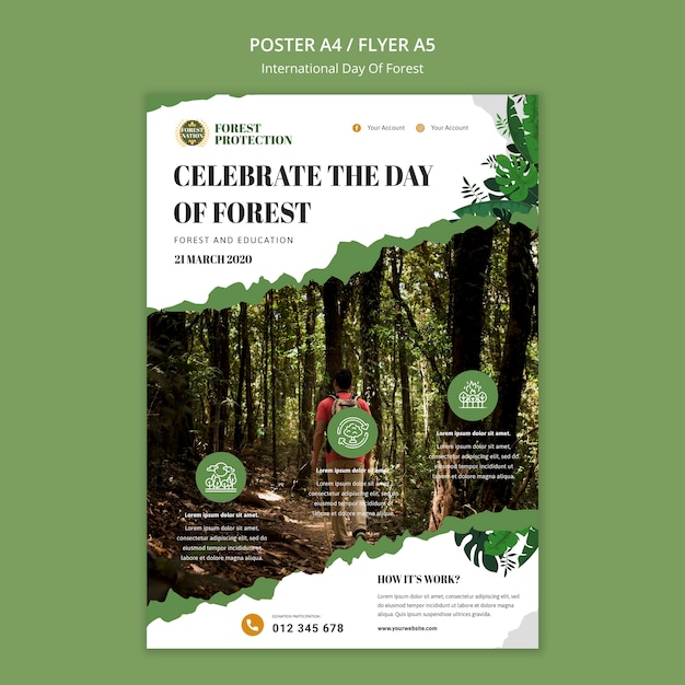 Free PSD vertical poster for day of forest with nature