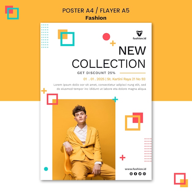 Vertical poster for fashion with male model