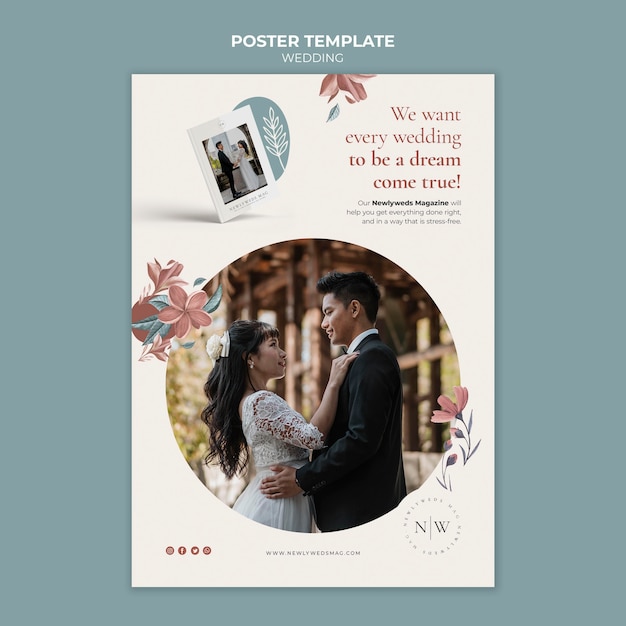 Vertical poster for floral wedding