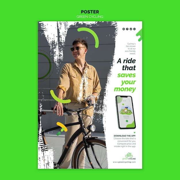 Vertical poster for green biking