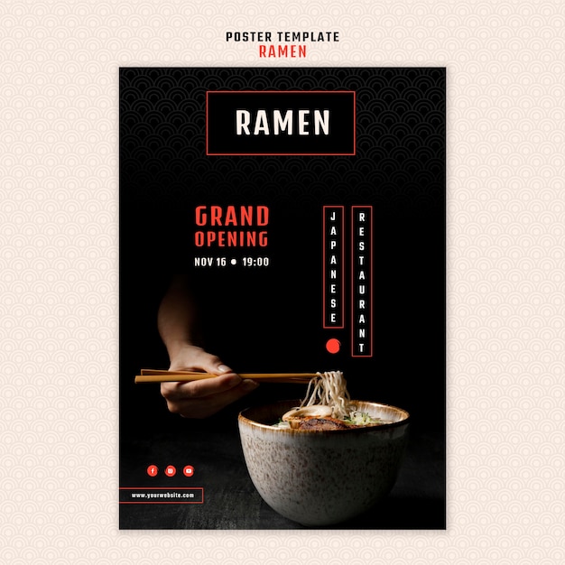 Free PSD vertical poster for japanese ramen restaurant