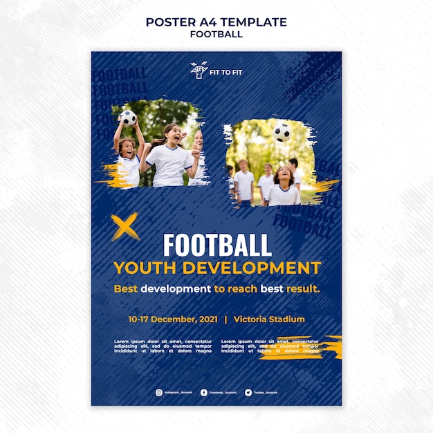 Vertical poster for kids football training