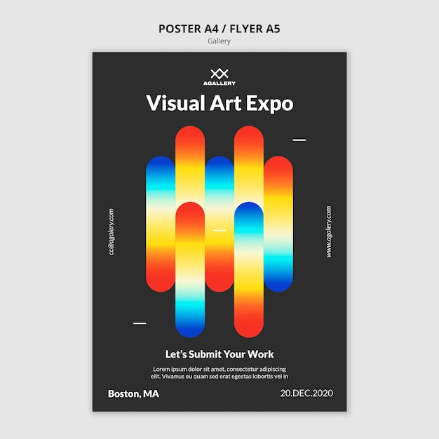 Free PSD vertical poster for modern art exposition