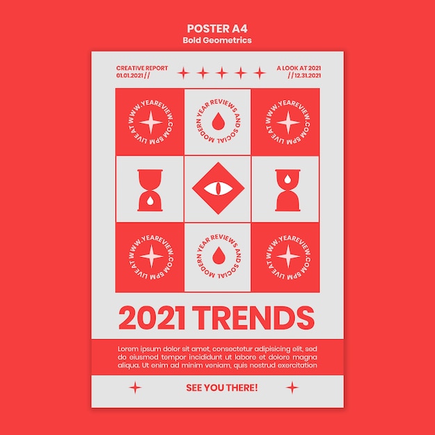 Free PSD vertical poster for new year review and trends