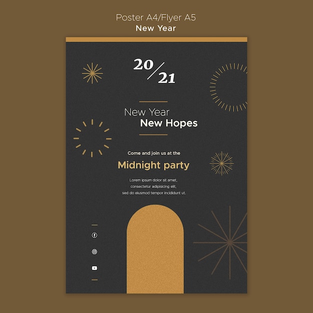 Free PSD vertical poster for new year's midnight party