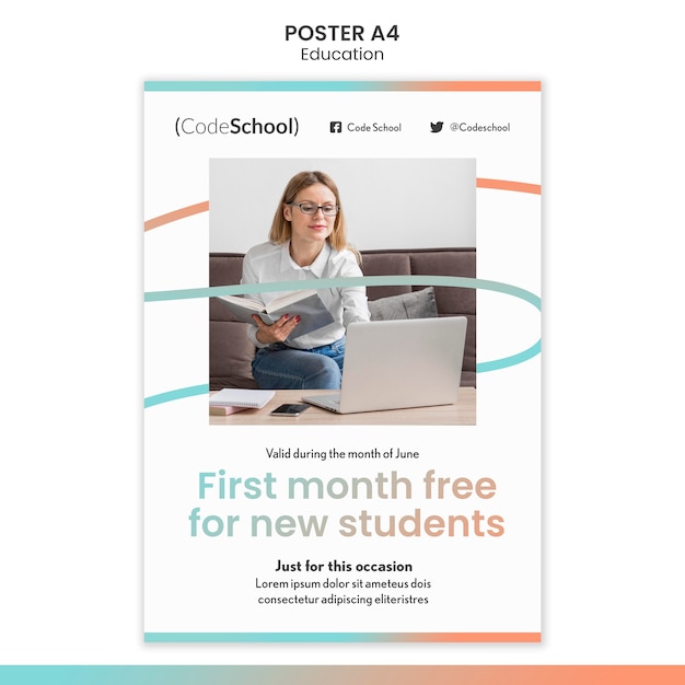 Free PSD vertical poster for online programming school