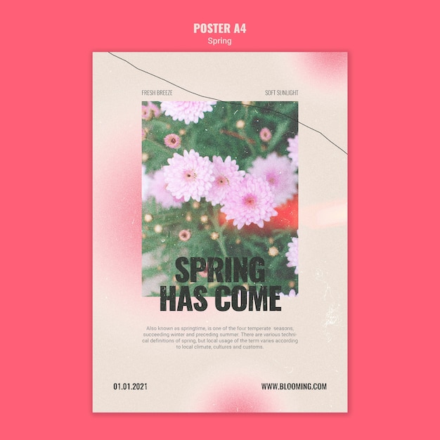 Free PSD vertical poster for springtime with flowers