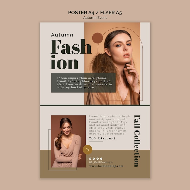 Vertical poster template for autumn fashion