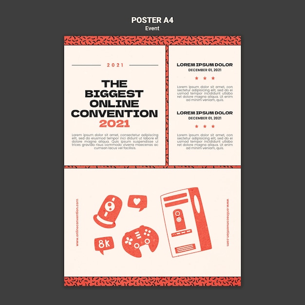 Free PSD vertical poster template for biggest online convection 2021