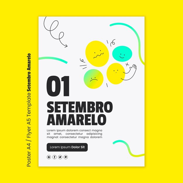 Vertical poster template for brazilian suicide month prevention awareness campaign