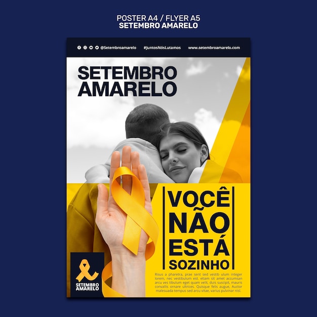 Free PSD vertical poster template for brazilian suicide prevention month awareness