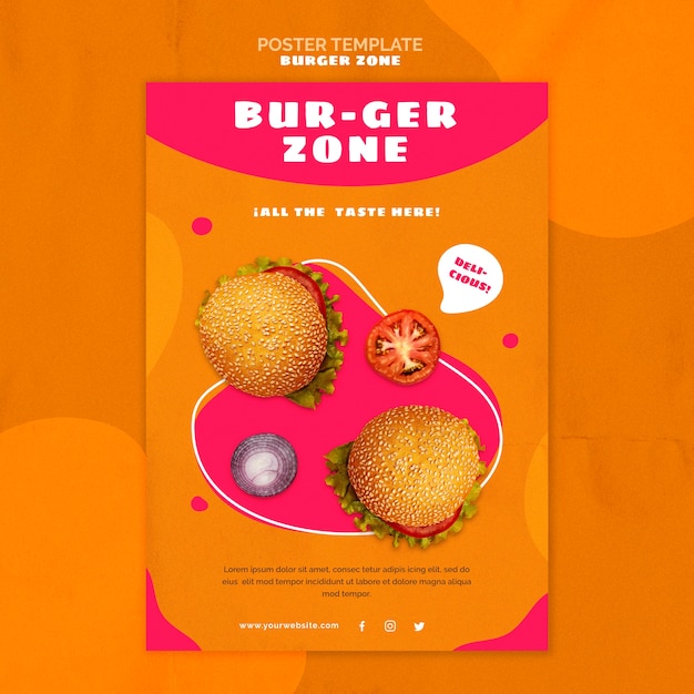 Free PSD vertical poster template for burger restaurant