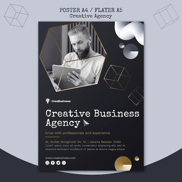 Vertical poster template for business partnering company