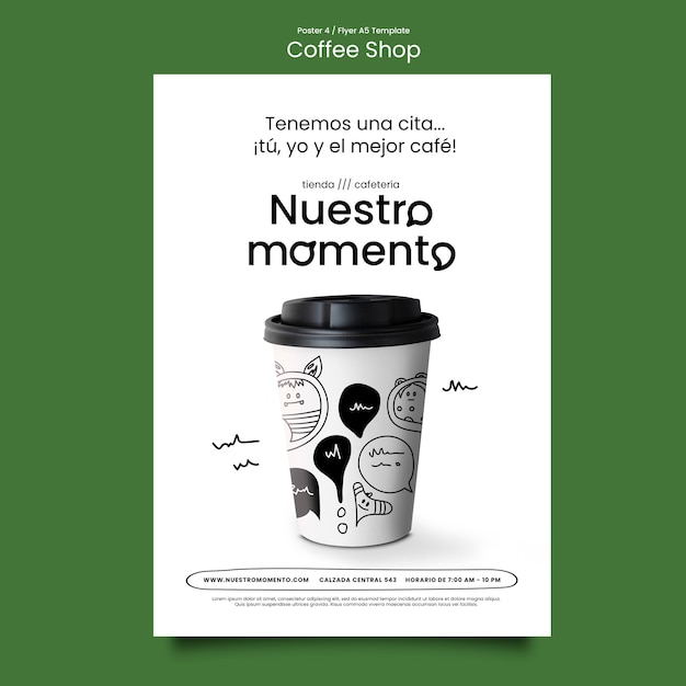 Free PSD vertical poster template for coffee shop