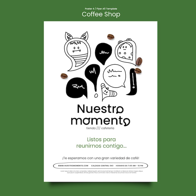 Vertical poster template for coffee shop