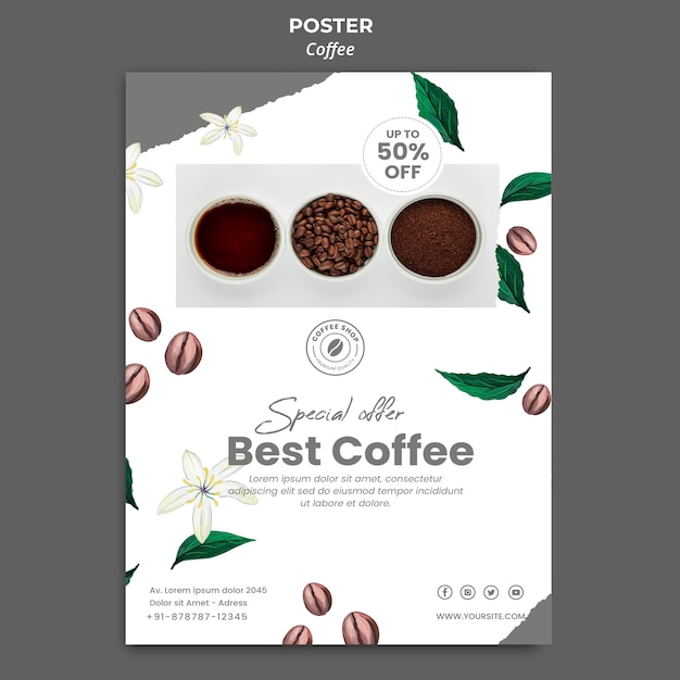 Free PSD vertical poster template for coffee