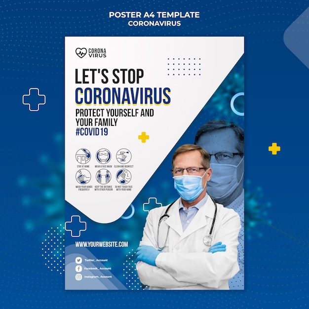 Vertical poster template for coronavirus awareness