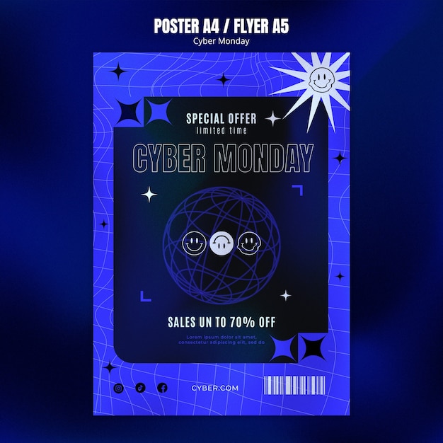 Free PSD vertical poster template for cyber monday sales