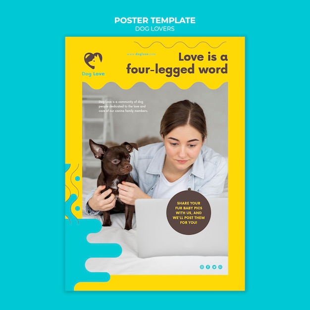 Vertical poster template for dog lovers with female owner