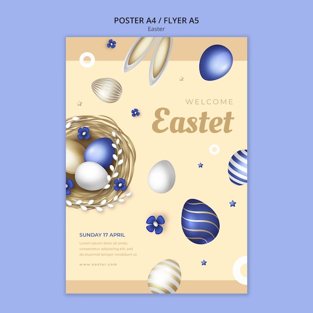 Free PSD vertical poster template for easter celebration