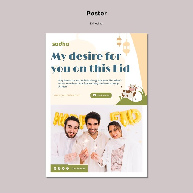 Vertical poster template for eid al-adha celebration