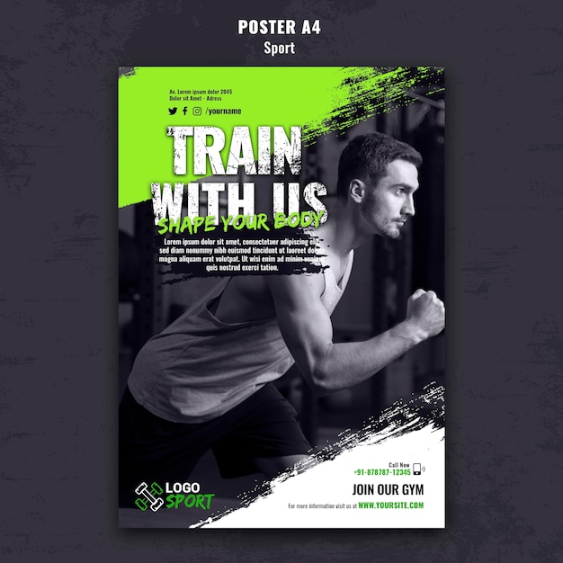 Vertical poster template for exercise and gym training