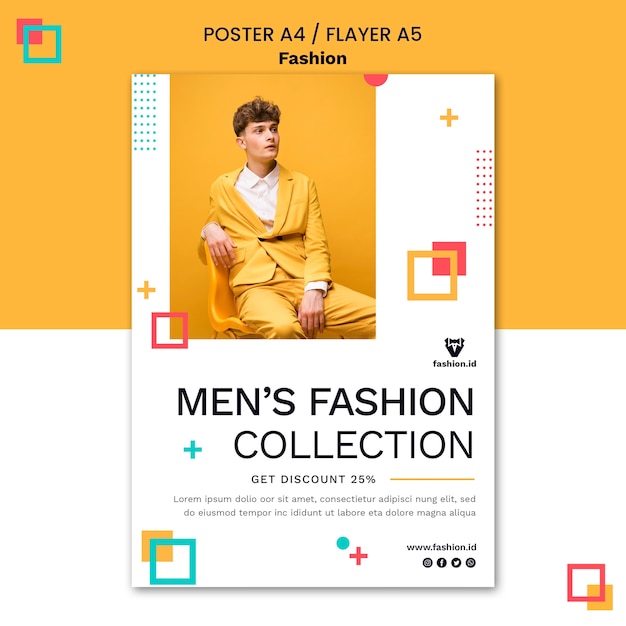 Vertical poster template for fashion with male model