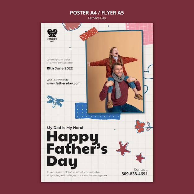 Free PSD vertical poster template for father's day celebration