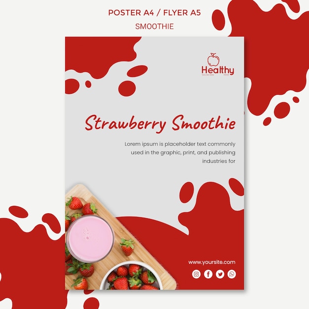 Vertical poster template for healthy fruit smoothies