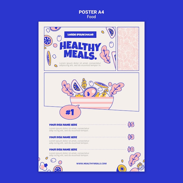 Free PSD vertical poster template for healthy meals