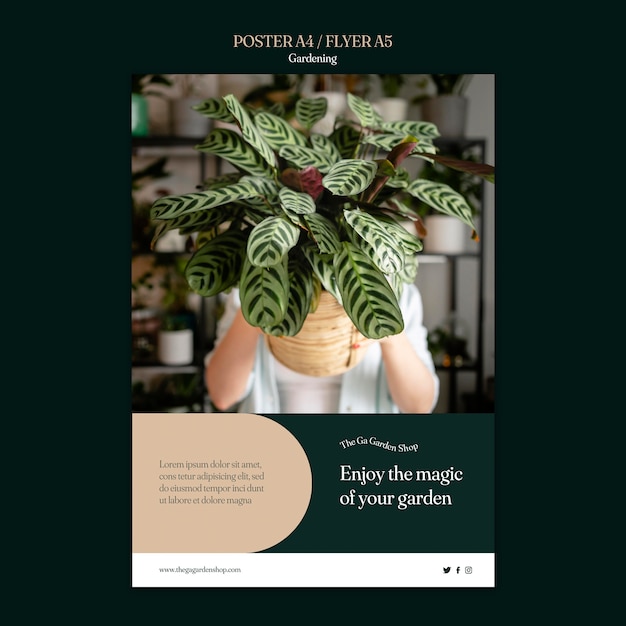 Free PSD vertical poster template for indoor plant growing