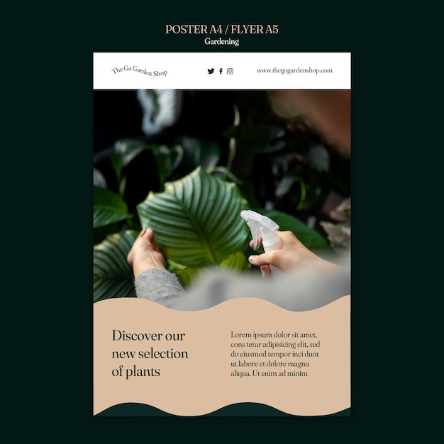 Free PSD vertical poster template for indoor plant growing