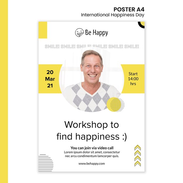 Vertical poster template for international day of happiness