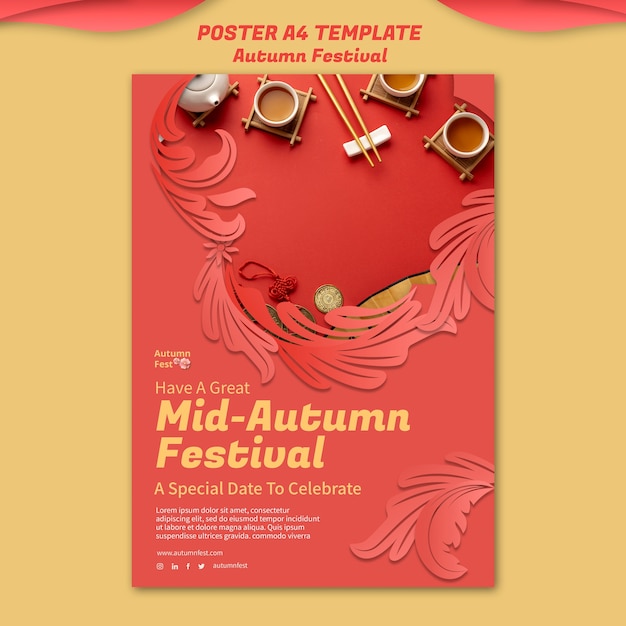 Vertical poster template for mid-autumn festival celebration