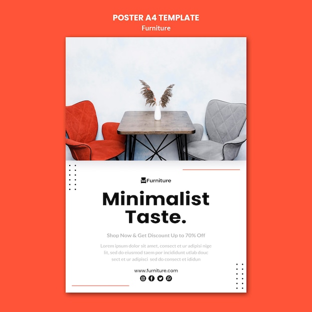 Vertical poster template for minimalist furniture designs