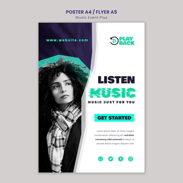 Vertical poster template for music event