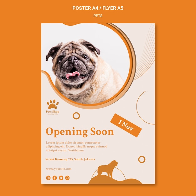 Vertical poster template for pet shop with dog