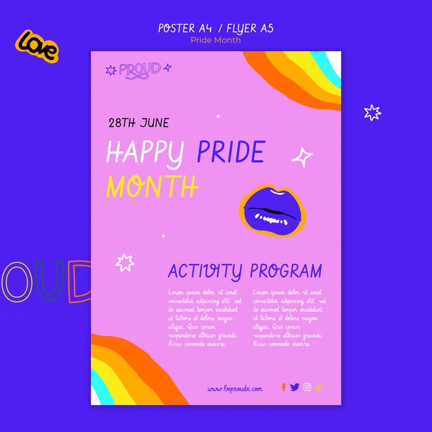 Vertical poster template for pride month celebration