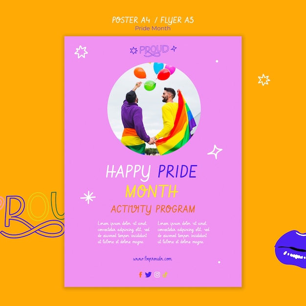 Vertical poster template for pride month celebration