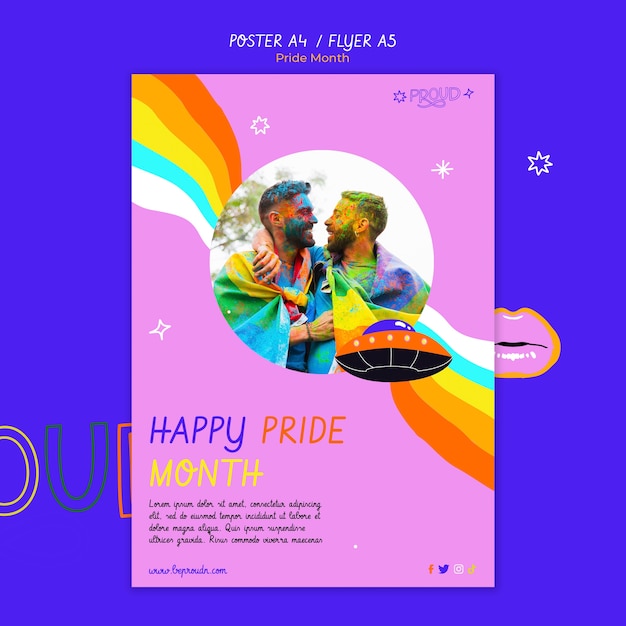 Free PSD vertical poster template for pride month celebration