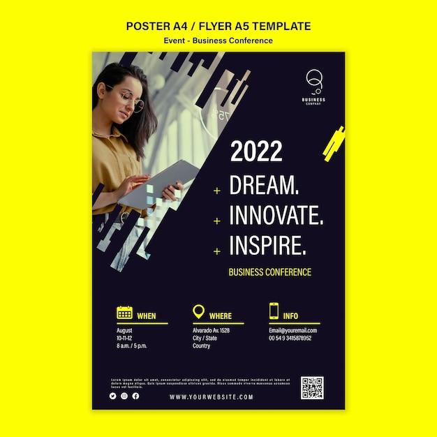 Vertical poster template for professional business event