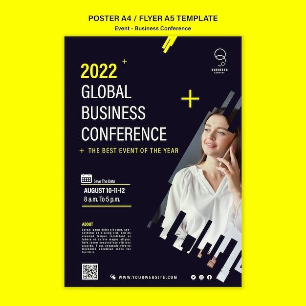 Vertical poster template for professional business event