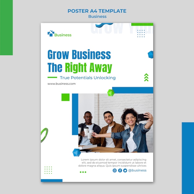 Vertical poster template for professional business growth